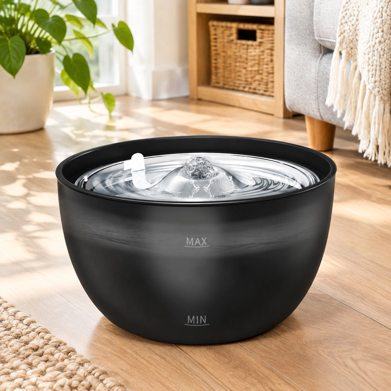 Lesotc Fontaine à eau pour chat 102oz/3L Bac en acier inoxydable Distributeur de bol d'eau automatique pour animaux — Litière et bacs
