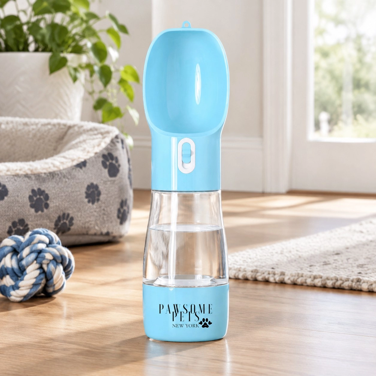Pawsome Pets New York Distributeur d'eau et nourriture portable 2 en 1 - Bleu — Gamelles, distributeurs et abreuvoirs