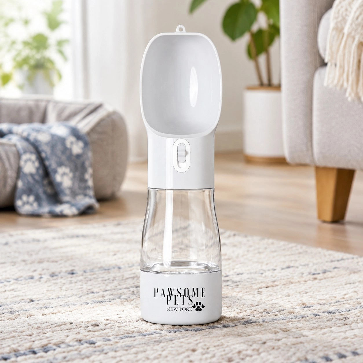 Pawsome Pets New York Distributeur de nourriture pour animaux portable 2 en 1 - Gris clair — Gamelles, distributeurs et abreuvoirs