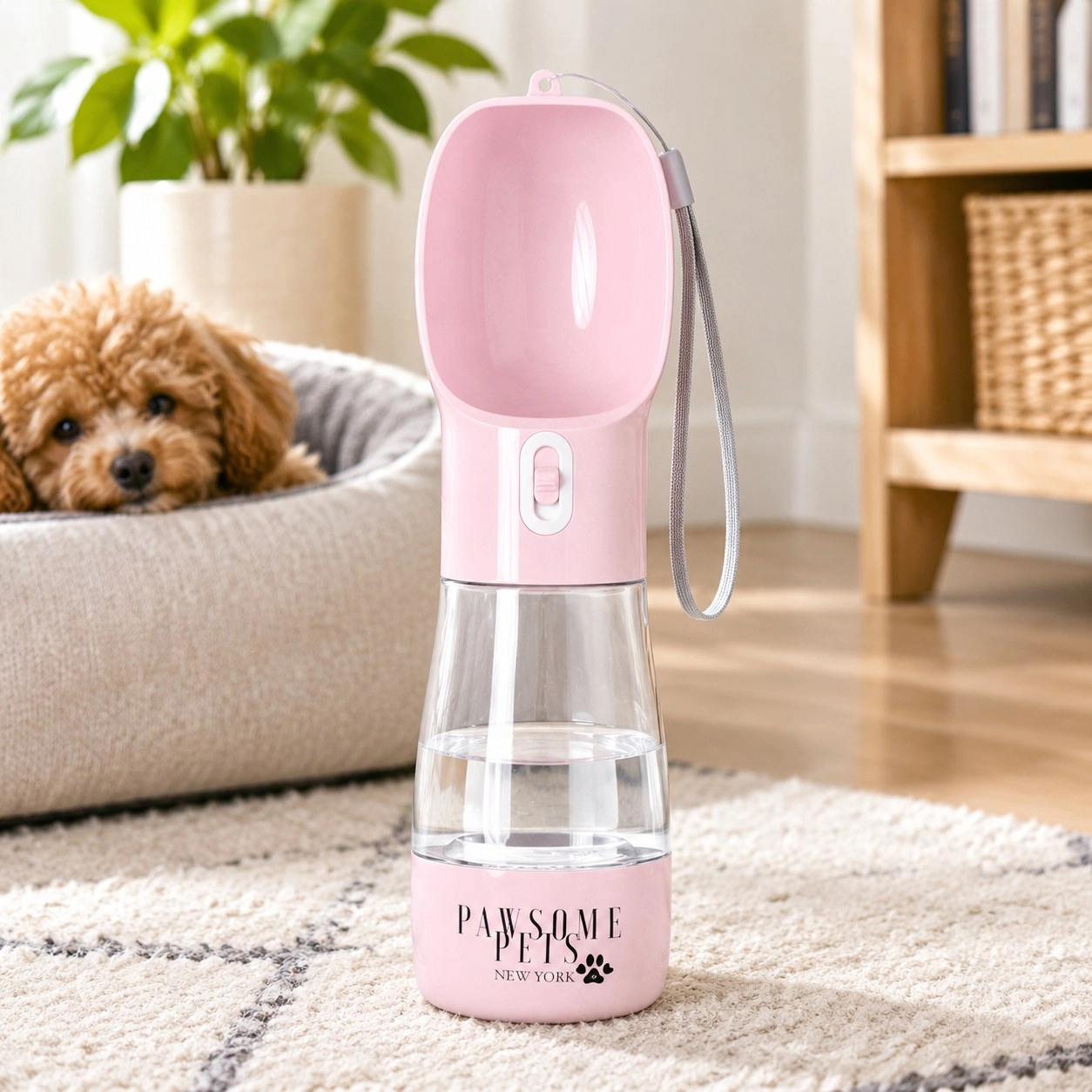 Pawsome Pets New York Distributeur de nourriture pour animaux portable 2 en 1 - Rose — Gamelles, distributeurs et abreuvoirs