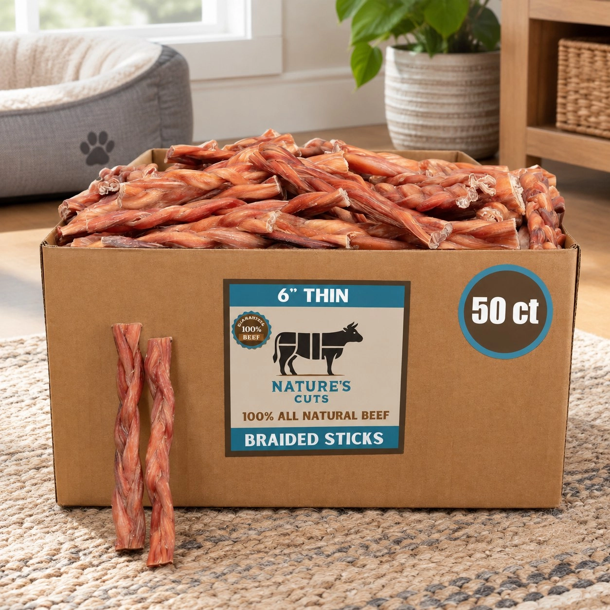 Classic Pet Chewz Bully sticks tressés fins en vrac 6" — Friandises et os à mâcher