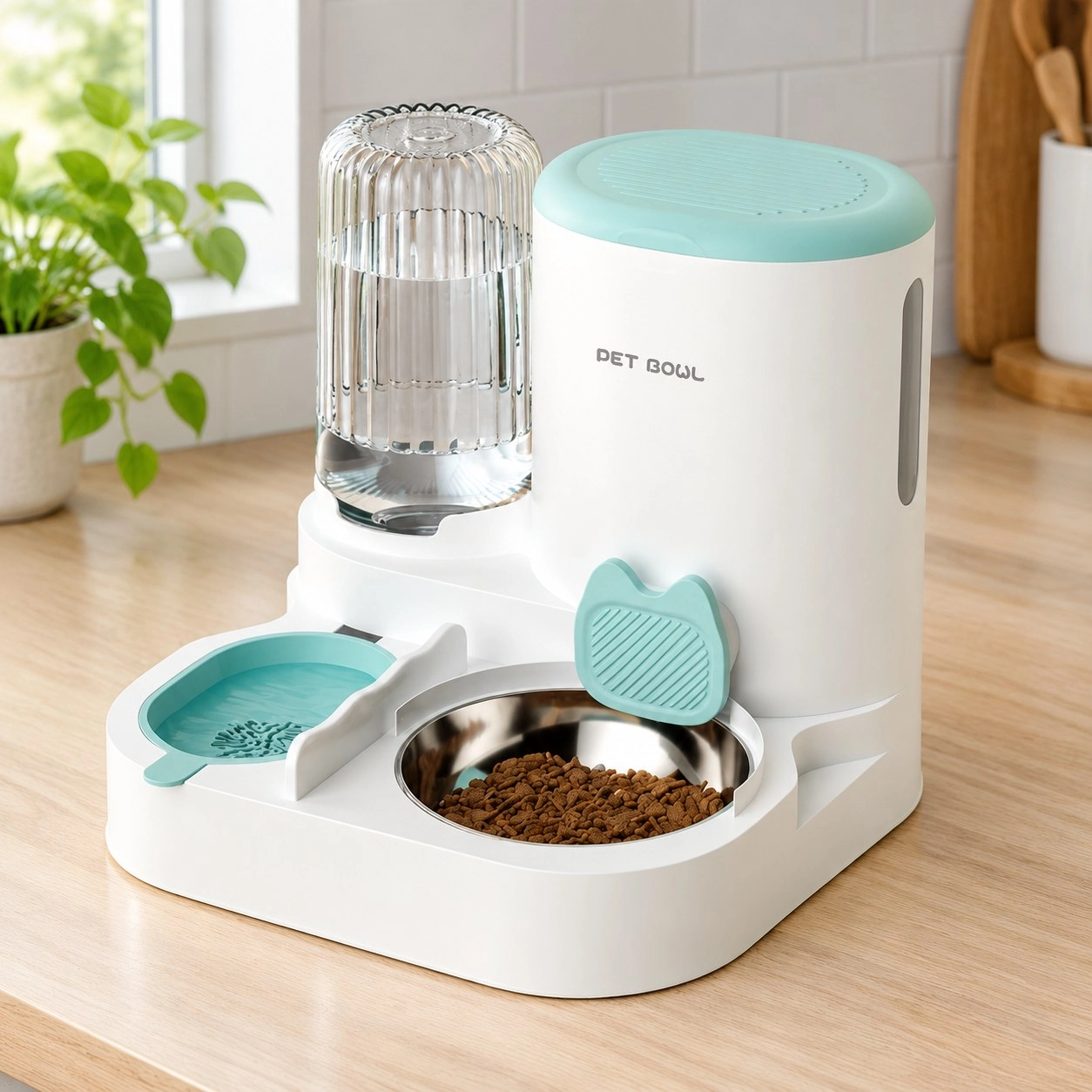 Lpt Distributeur de Nourriture Automatique pour Chat & Fontaine à Eau (2-en-1) — Gamelles, distributeurs et fontaines