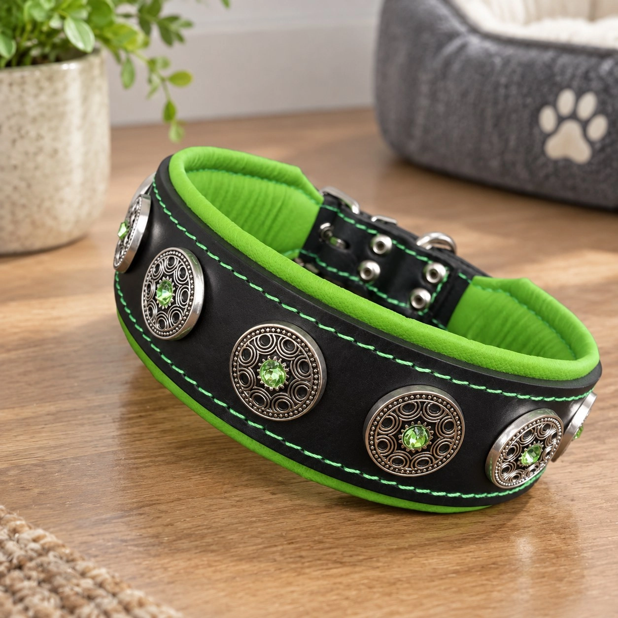 Bestia "Bijou" collier noir & vert