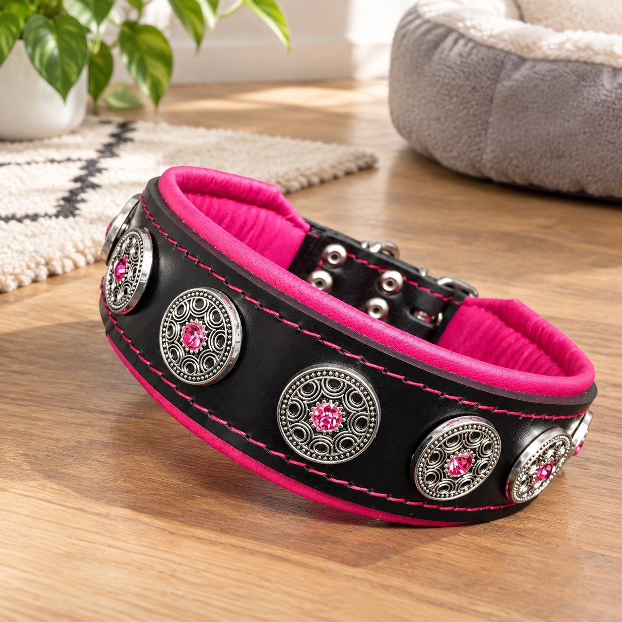 Bestia "Bijou" collier noir & rose