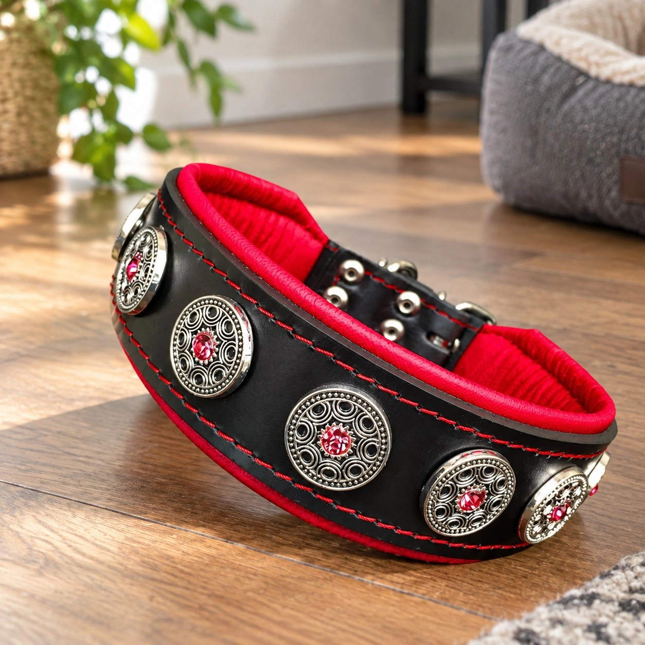 Bestia "Bijou" collier noir & rouge