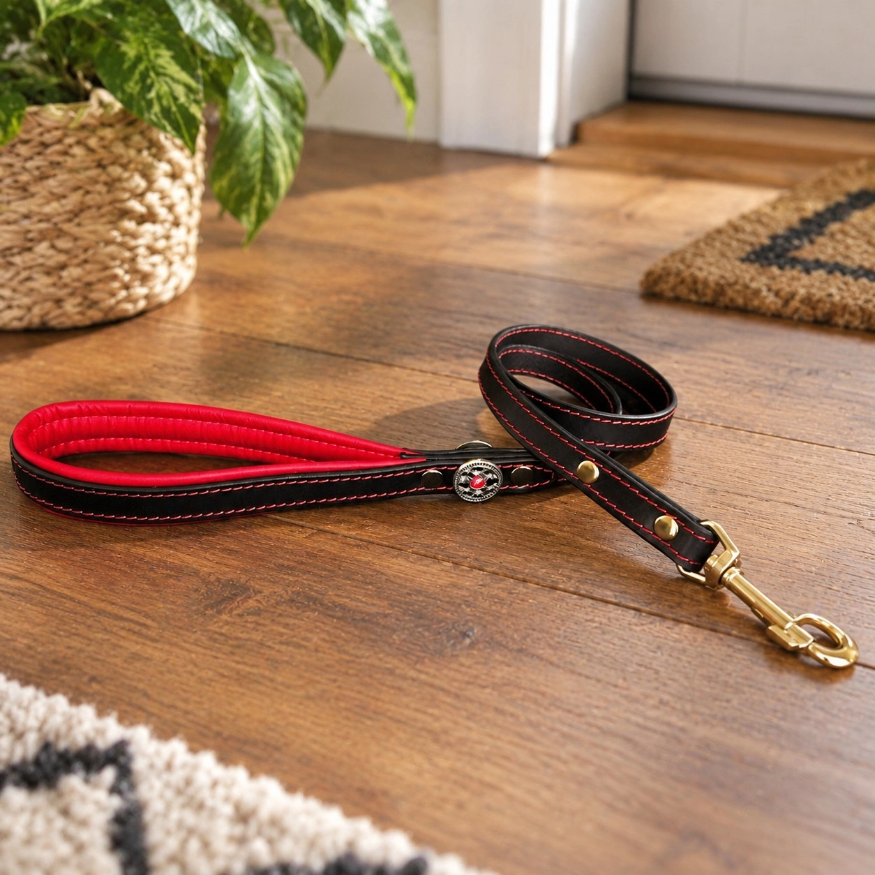 Bestia Laisse en cuir « Bijou » rouge — Colliers, laisses et harnais
