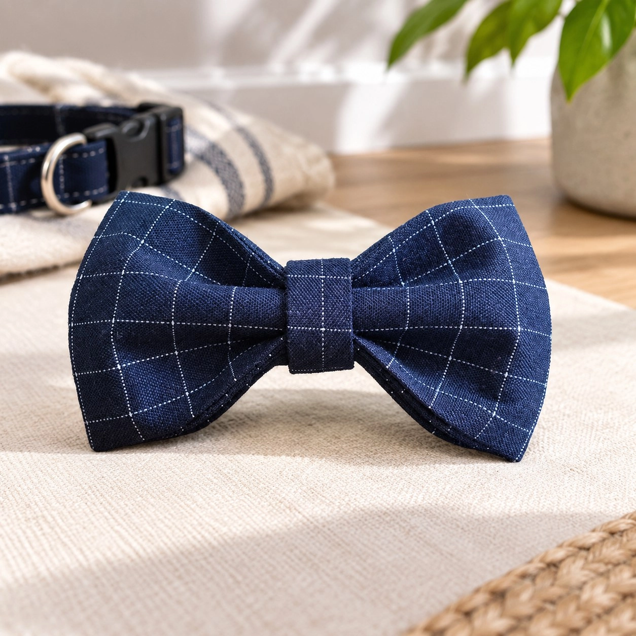 Pawsome Pets New York Nœud papillon - Un peu de carreaux bleus — Vêtements pour chiens