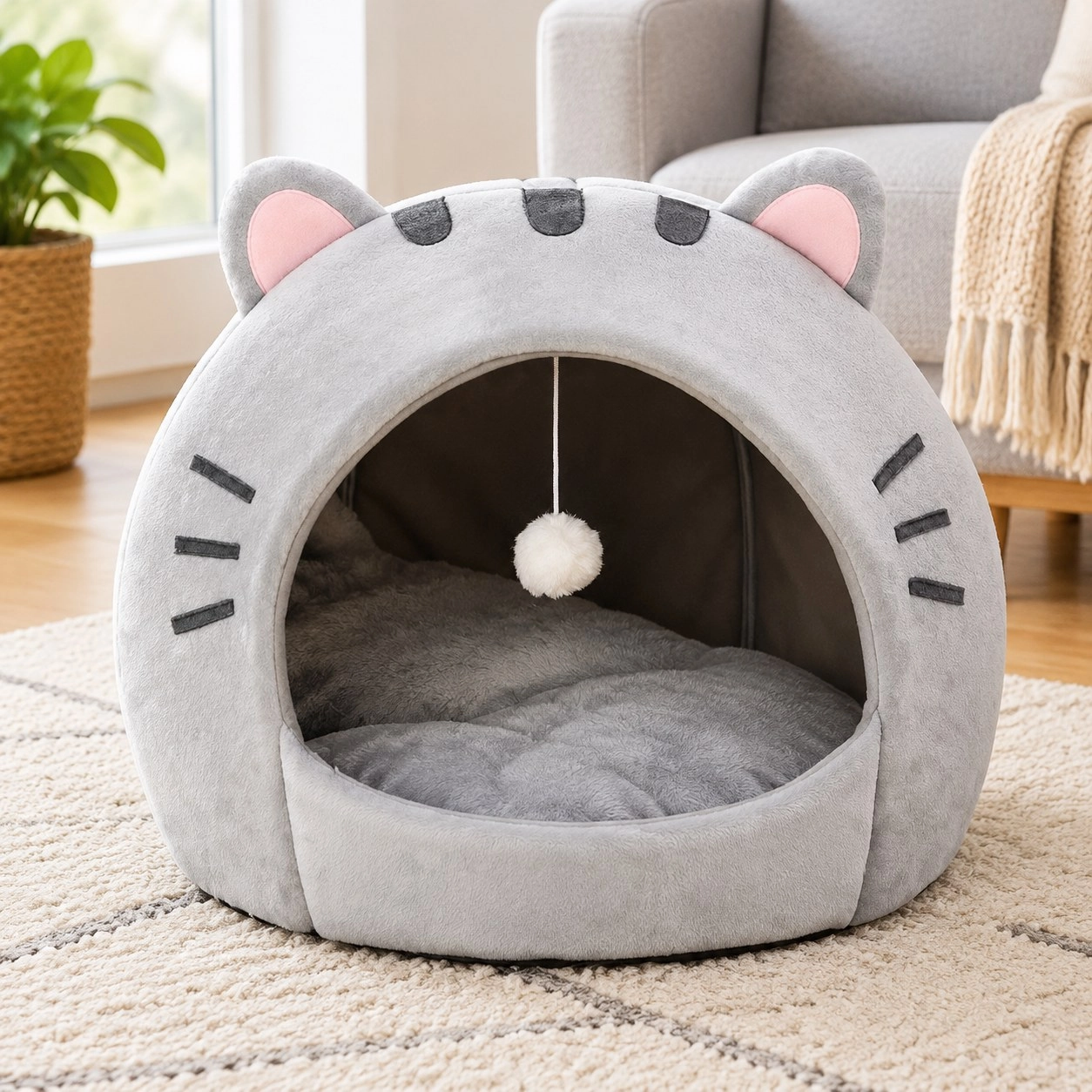 Tm Lit pour chat douillet : Maison pour animaux chaude, grotte pour chatons et sac de couchage — Arbres à chat et griffoirs