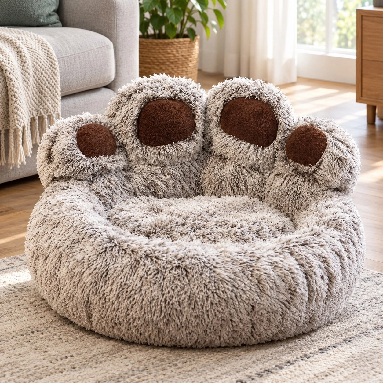 Tm Canapé pour animaux mignon et douillet en forme de patte d'ours — Paniers et caisses