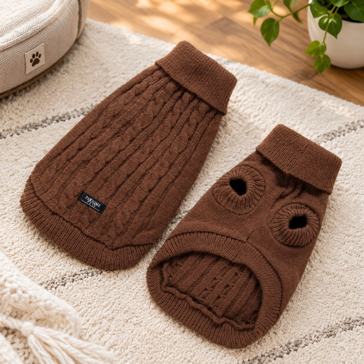 Pawsome Pets New York Pull tricoté pour chien et chat - Marron — Vêtements pour chiens
