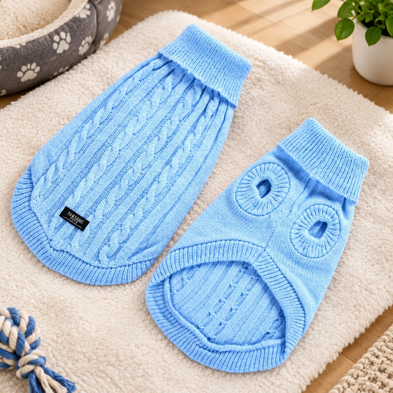 Pawsome Pets New York Pull tricoté pour chien et chat - Bleu clair — Vêtements pour chiens
