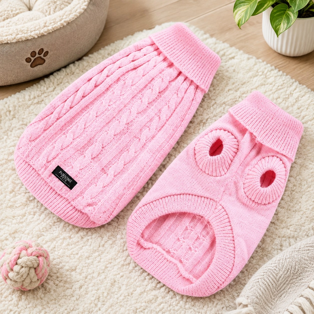 Pawsome Pets New York Pull tricoté pour chien et chat - Rose clair — Vêtements pour chiens