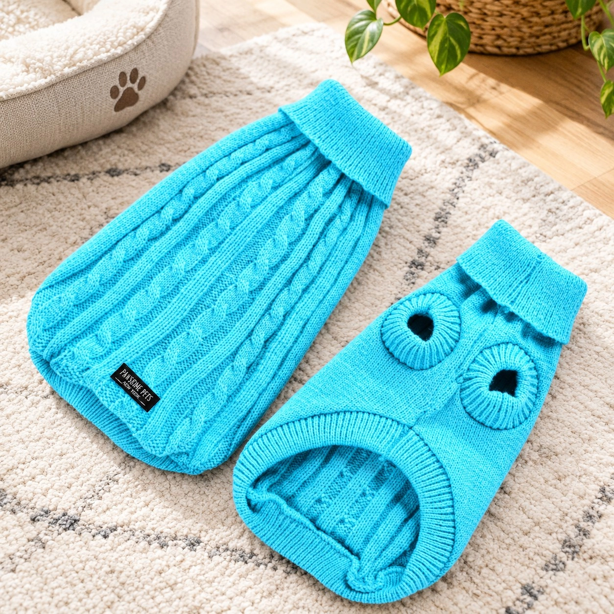Pawsome Pets New York Pull tricoté pour chien et chat - Bleu ciel — Vêtements pour chiens