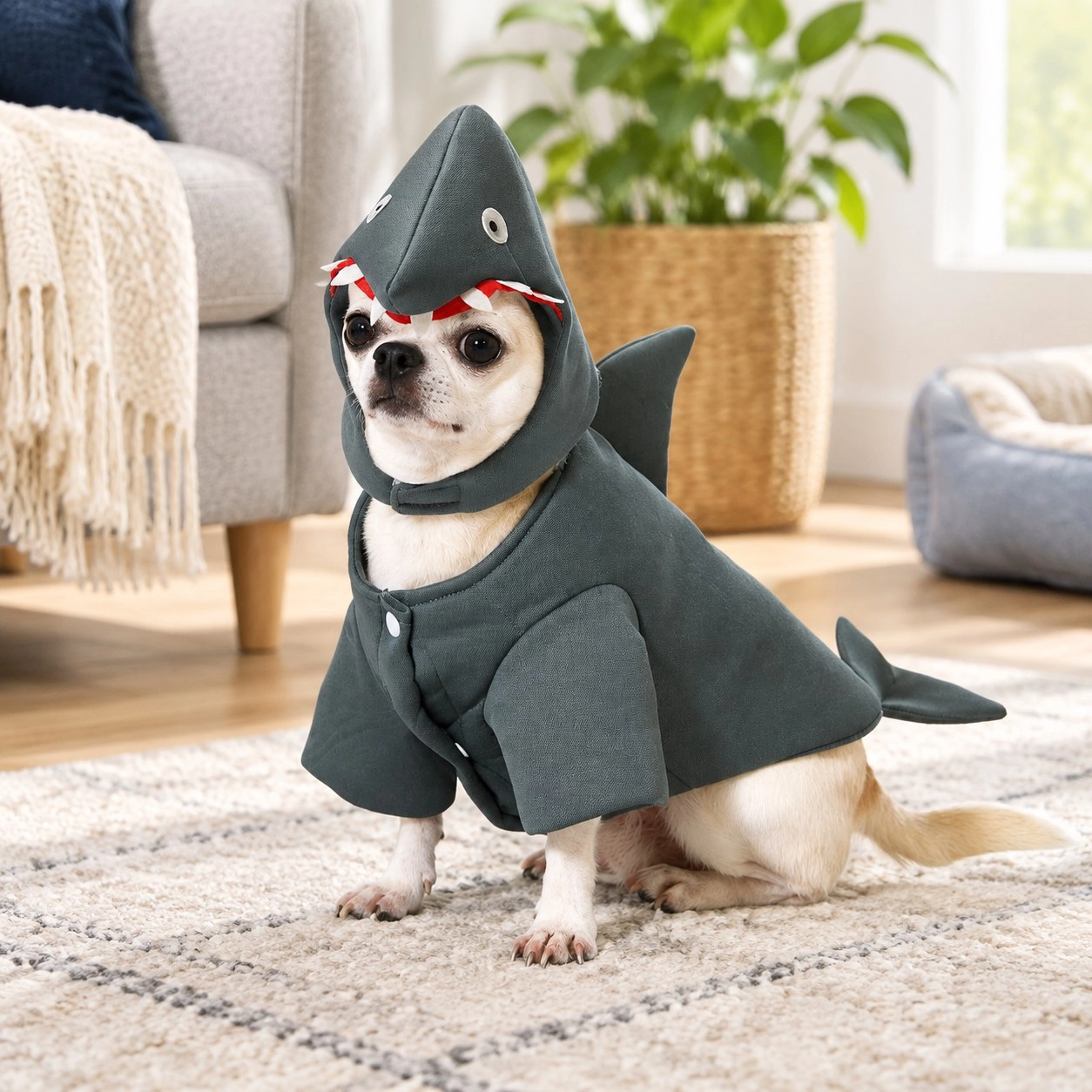 BigBuy Pets Costume pour chien Taille M Requin — Vêtements pour chiens