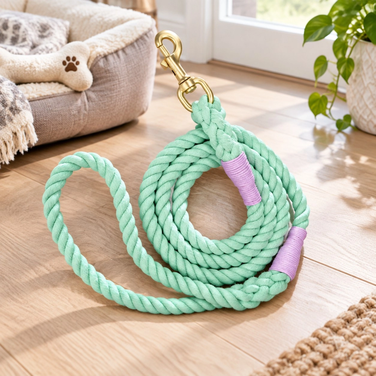 Pawsome Pets New York Laisse en corde pour chien - Vert menthe — Colliers, laisses et harnais