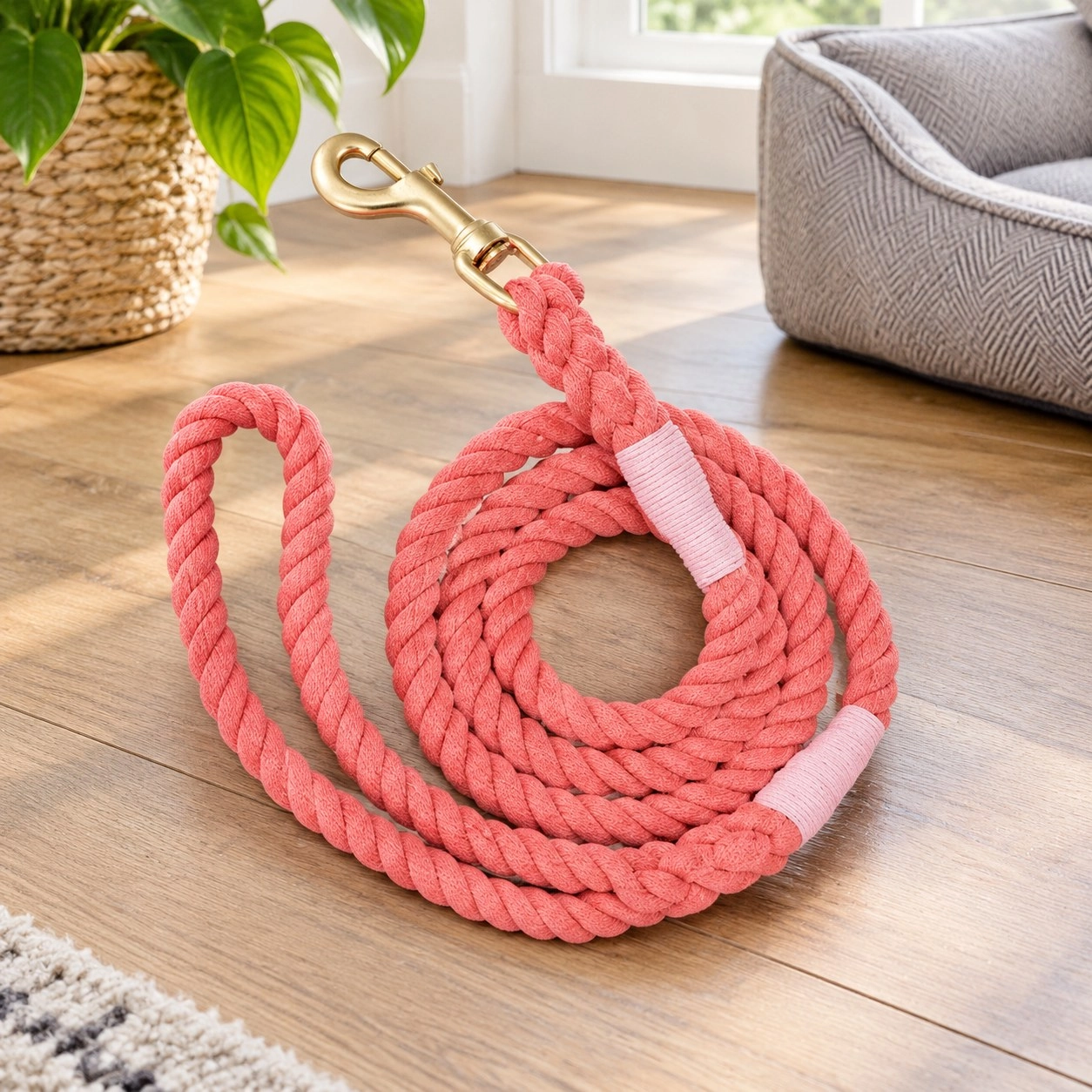 Pawsome Pets New York Laisse en corde pour chien - Rouge pastèque — Colliers, laisses et harnais