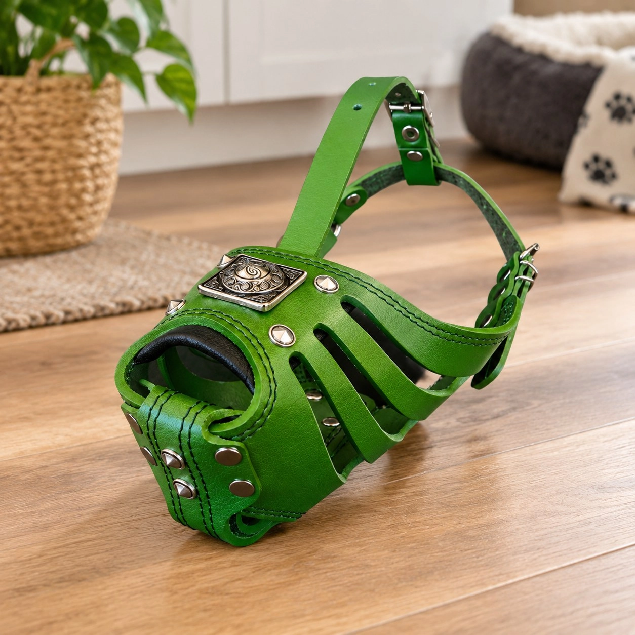 ''Eros'' Basket Muzzle GREEN — Collars, leads and harnesses