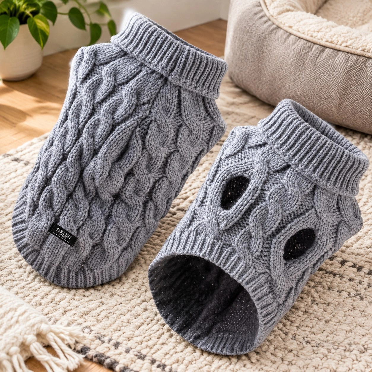 Pawsome Pets New York (Extra warm) pull tricoté pour chien et chat - Gris — Vêtements pour chiens