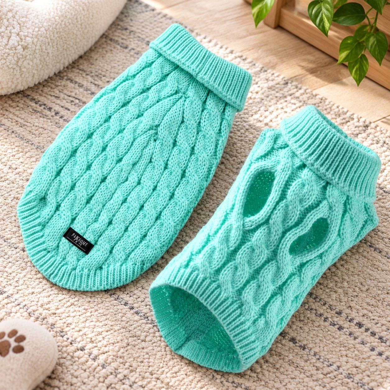 Pawsome Pets New York (Extra warm) pull tricoté pour chien et chat - Vert menthe — Vêtements pour chiens