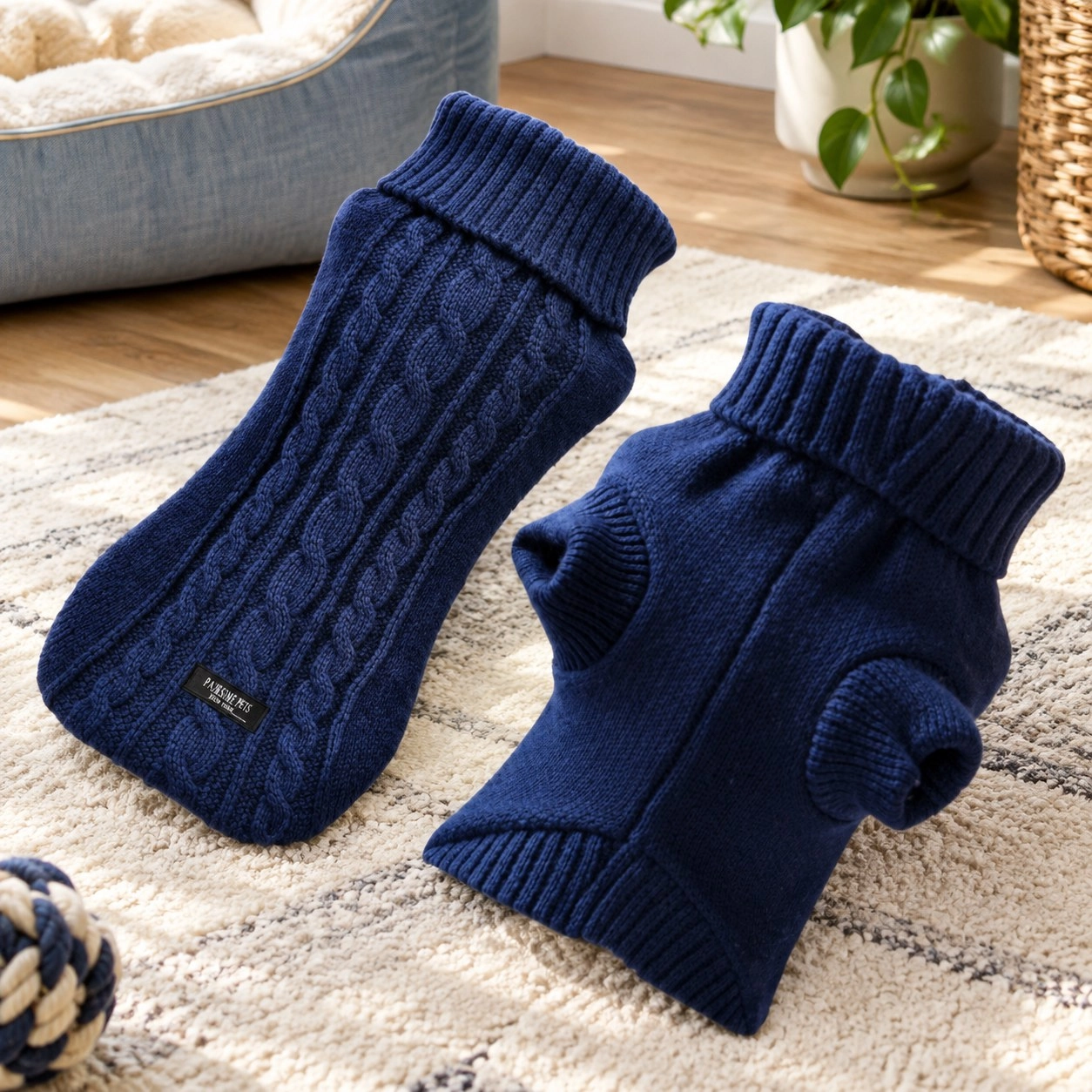 Pawsome Pets New York (Extra warm) pull tricoté pour chien et chat - Bleu marine — Vêtements pour chiens