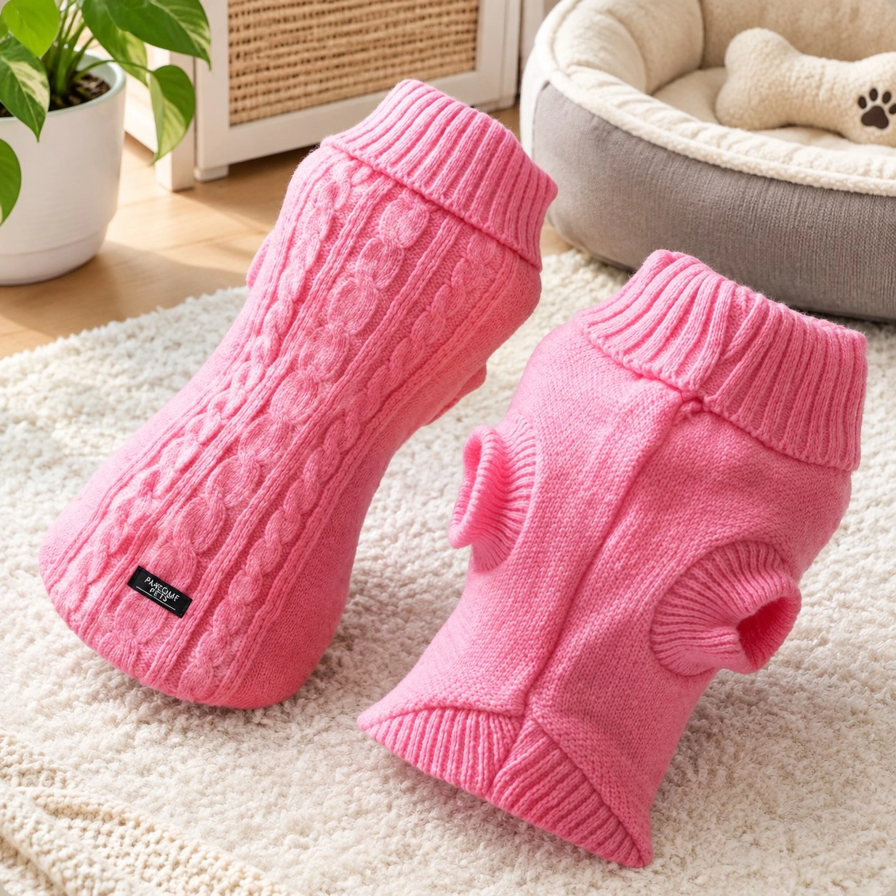 Pawsome Pets New York (Extra warm) pull tricoté pour chien et chat - Rose bonbon — Vêtements pour chiens