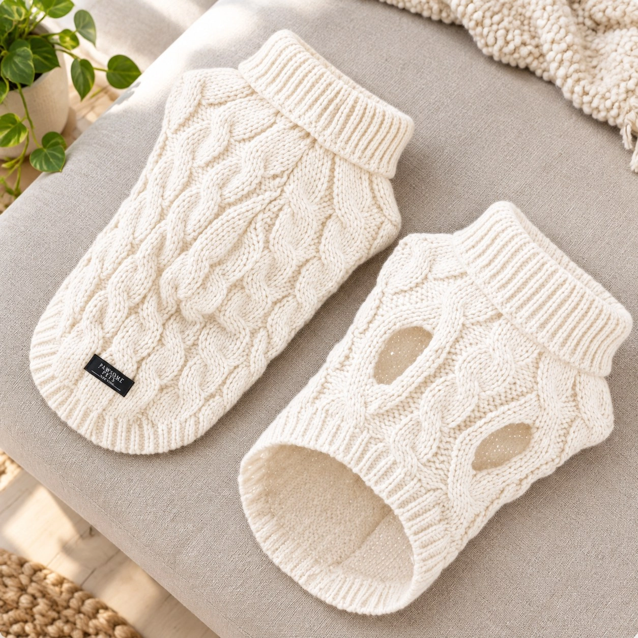 Pawsome Pets New York (Extra warm) pull tricoté pour chien et chat - Blanc — Vêtements pour chiens