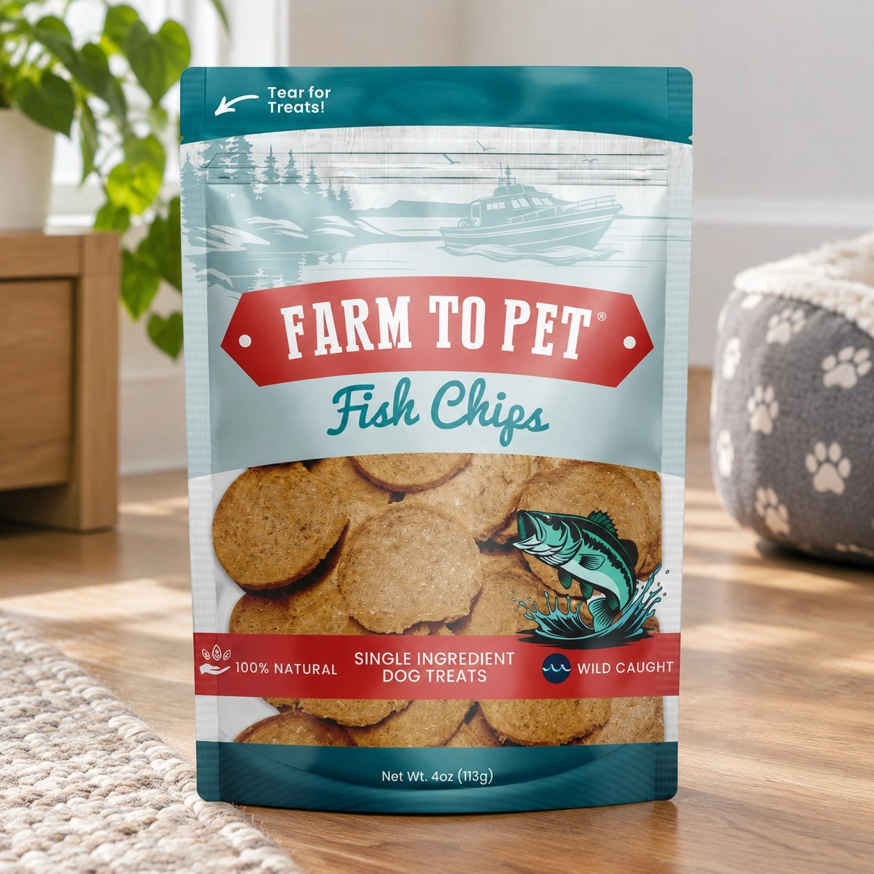 Farm To Pet Chips de poisson pour chiens | Friandises au poisson pêché à l'état sauvage