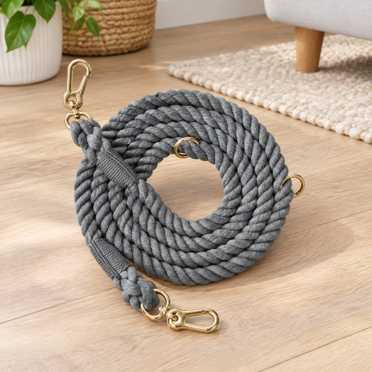 Pawsome Pets New York Laisse en corde mains libres pour chien - Charcoal — Colliers, laisses et harnais