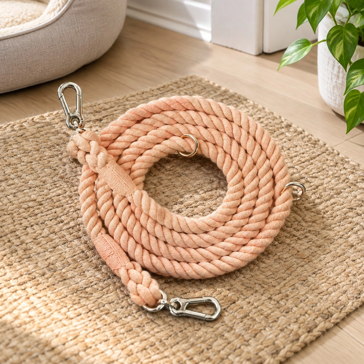 Pawsome Pets New York Laisse en corde mains libres pour chien - Cotton coral — Colliers, laisses et harnais