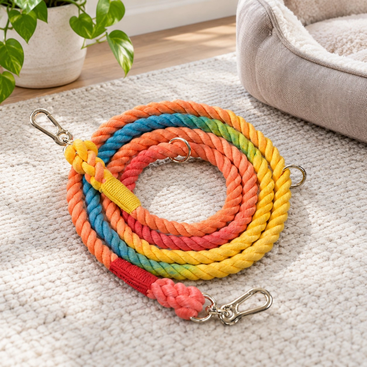 Pawsome Pets New York Laisse en corde mains libres pour chien - Dark rainbow — Colliers, laisses et harnais