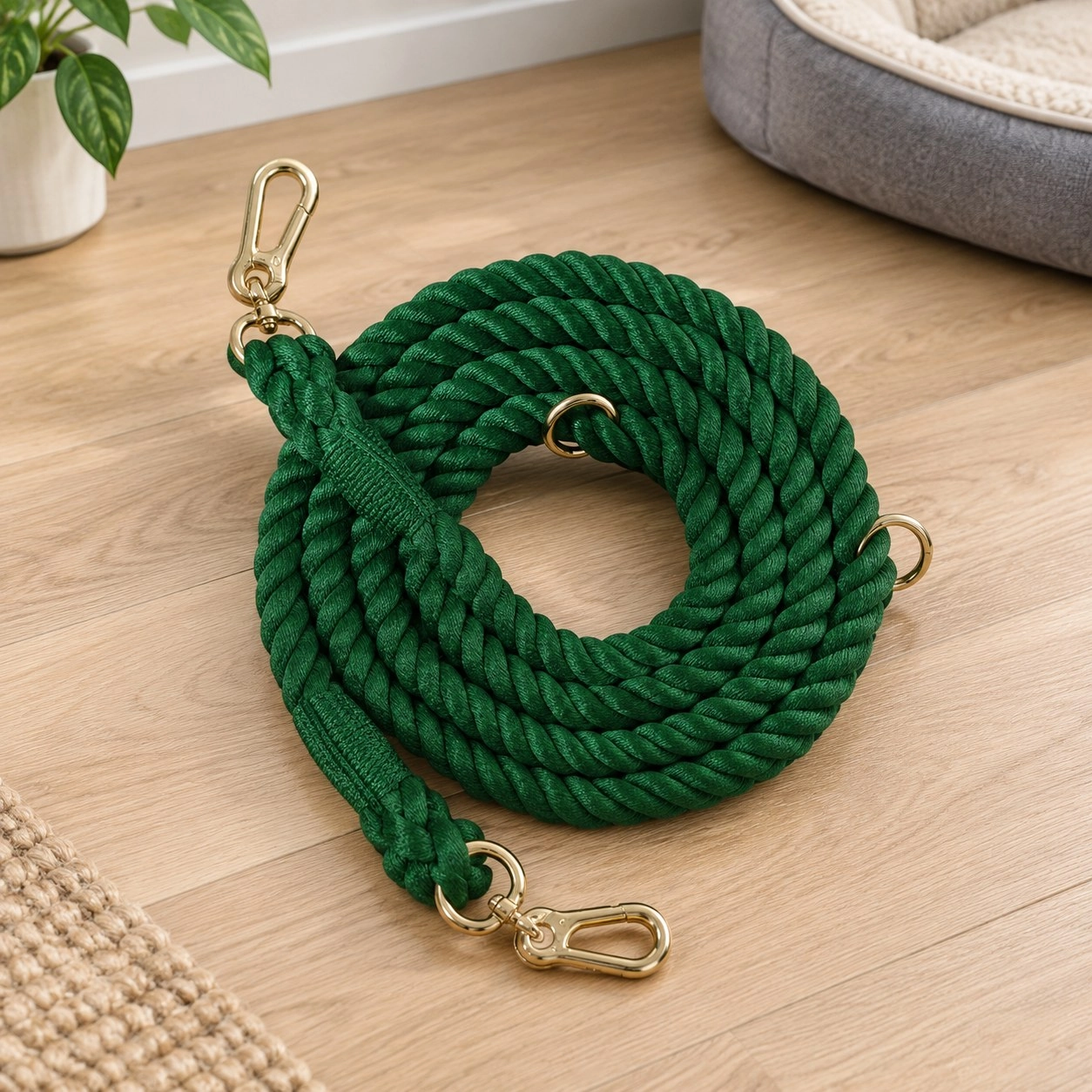 Pawsome Pets New York Laisse mains libres en corde pour chien - Hunter green — Colliers, laisses et harnais