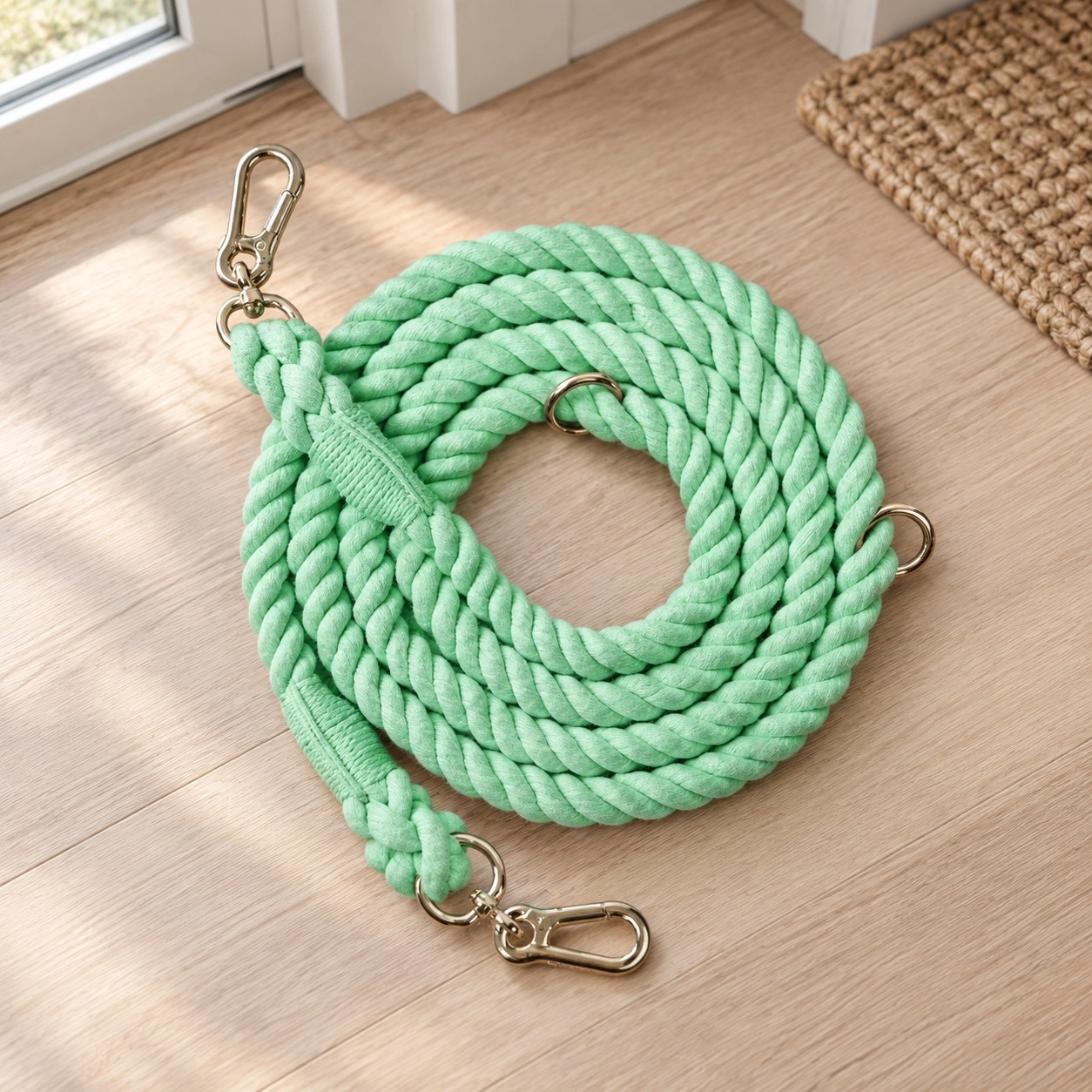Pawsome Pets New York Laisse en corde pour chien mains libres - Mint green — Colliers, laisses et harnais