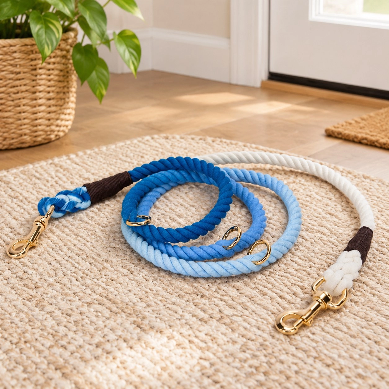 Pawsome Pets New York Laisse en corde pour chien mains libres - Ombre bleu foncé — Colliers, laisses et harnais