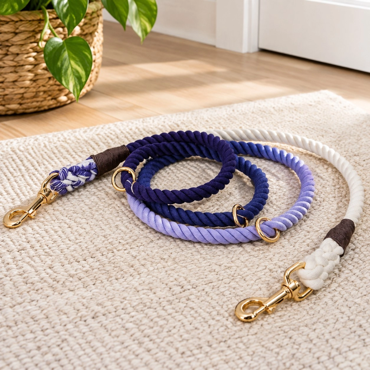 Pawsome Pets New York Laisse en corde pour chien mains libres - Ombre violet foncé — Colliers, laisses et harnais