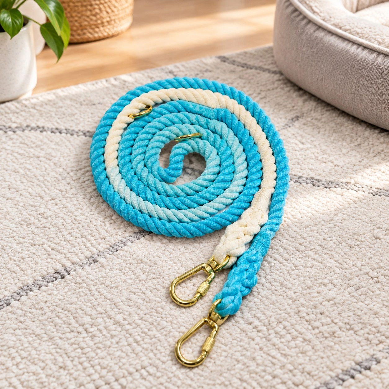 Pawsome Pets New York Laisse en corde pour chien mains libres - Ombre light blue — Colliers, laisses et harnais