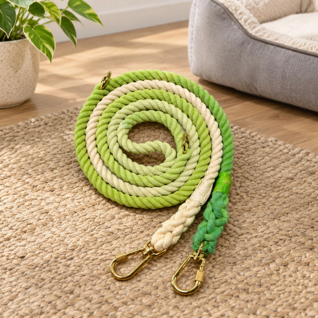 Pawsome Pets New York Laisse en corde pour chien mains libres - Ombre light green — Colliers, laisses et harnais