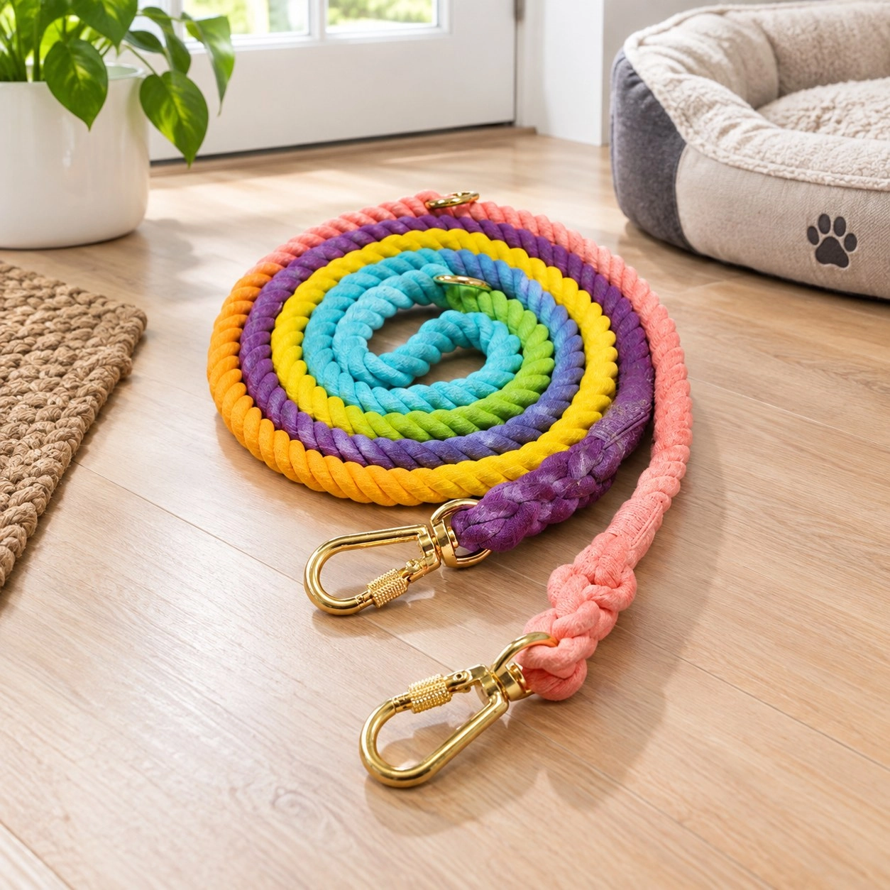 Pawsome Pets New York Laisse en corde mains libres pour chien - Pastel — Colliers, laisses et harnais