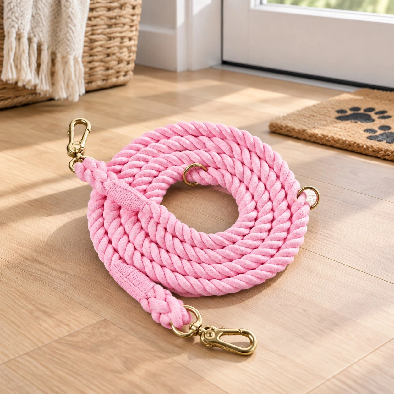 Pawsome Pets New York Laisse en corde pour chien mains libres - Pink love — Colliers, laisses et harnais