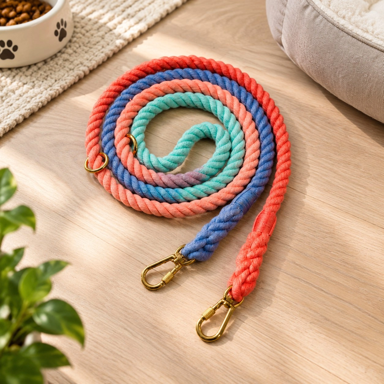 Pawsome Pets New York Laisse en corde pour chien mains libres - Plum — Colliers, laisses et harnais