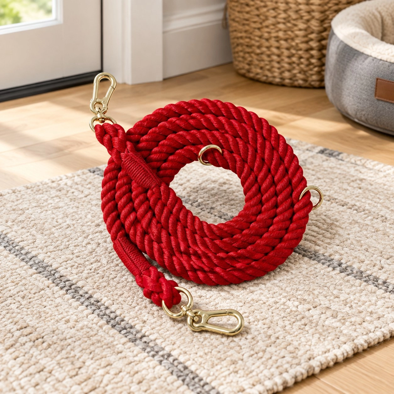 Pawsome Pets New York Laisse en corde pour chien mains libres - Rouge espagnol — Colliers, laisses et harnais