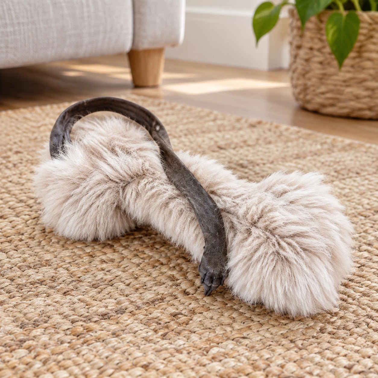 Mellow Pet Store Jouet pour chien en peau de mouton naturelle - Os - Beige