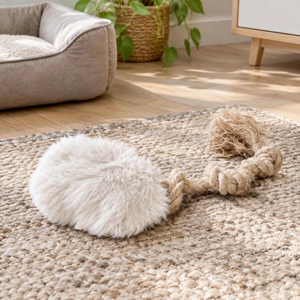 Mellow Pet Store Jouet à tirer pour chien en peau de mouton naturelle - Beige