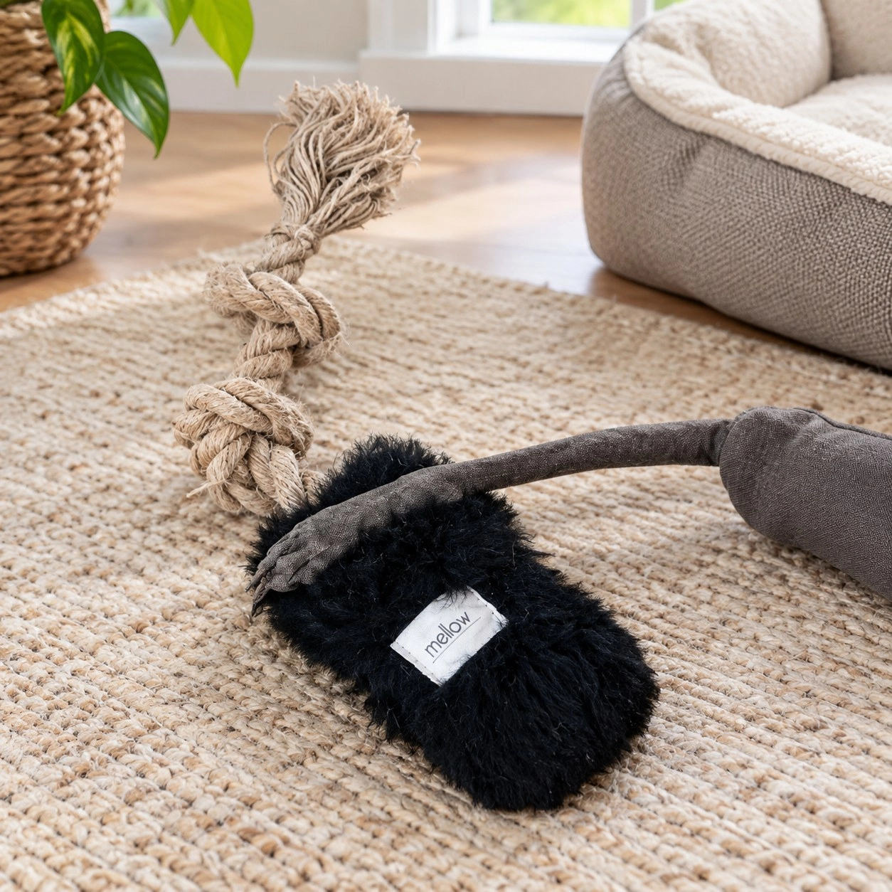 Mellow Pet Store Jouet à tirer pour chien en peau de mouton naturelle - Noir