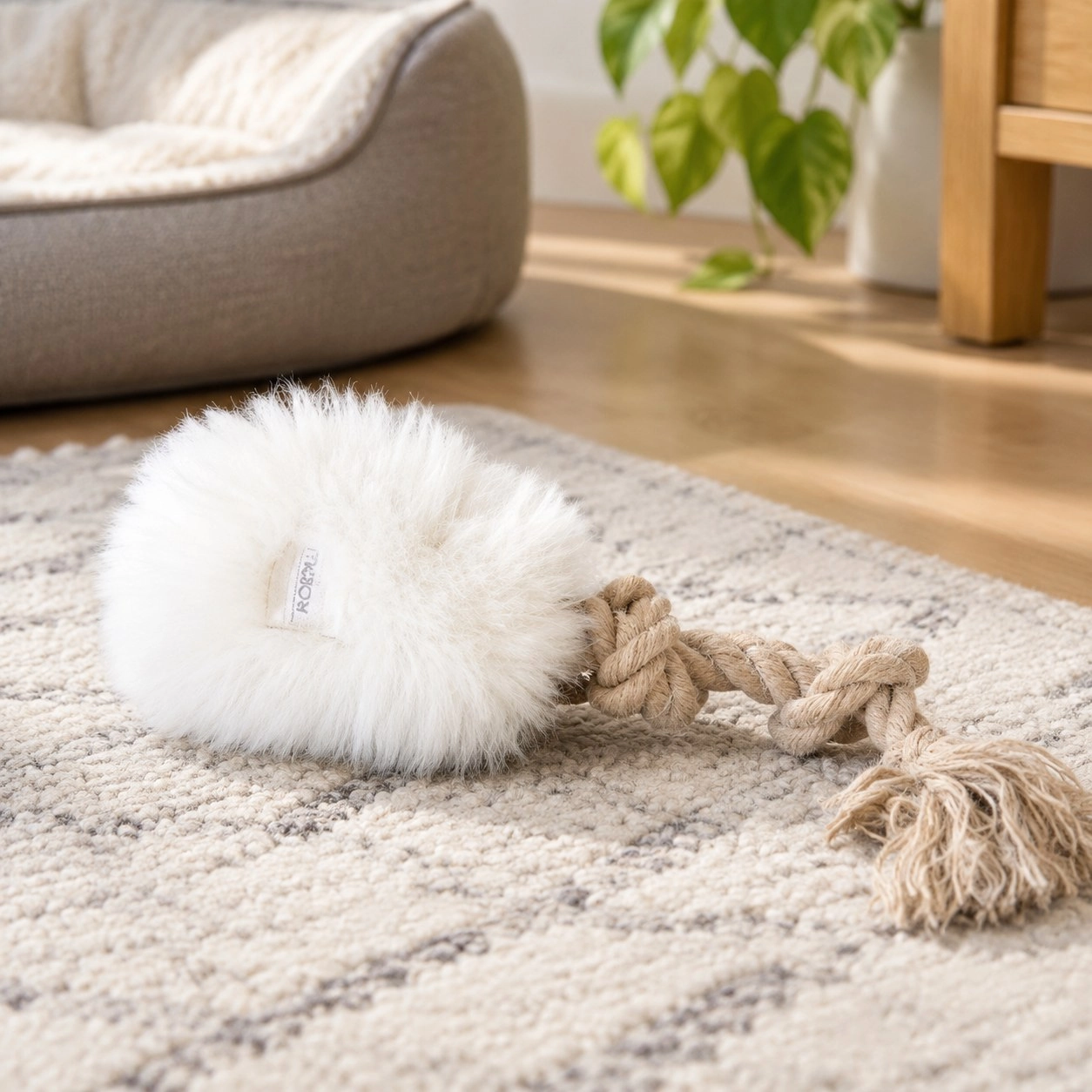 Mellow Pet Store Jouet à tirer en peau de mouton naturelle pour chien - Blanc