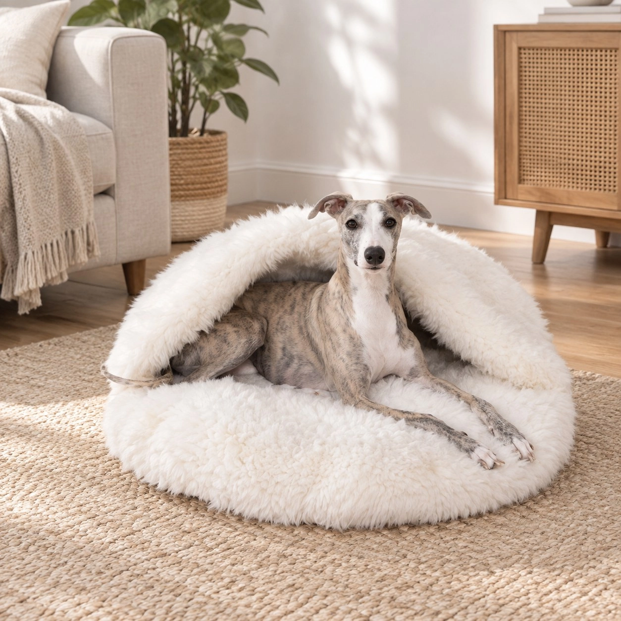 Mellow Pet Store Terrier en peau de moutan naturelle pour animal - Blanc — Arbres à chat et griffoirs