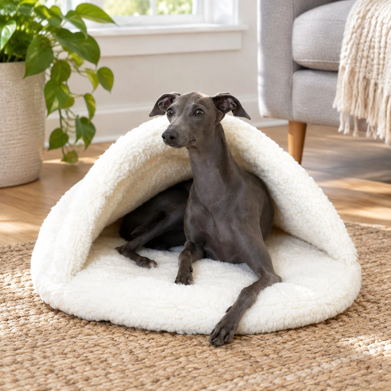 Mellow Pet Store Grotte pour animaux en laine naturelle - Blanc — Arbres à chat et griffoirs