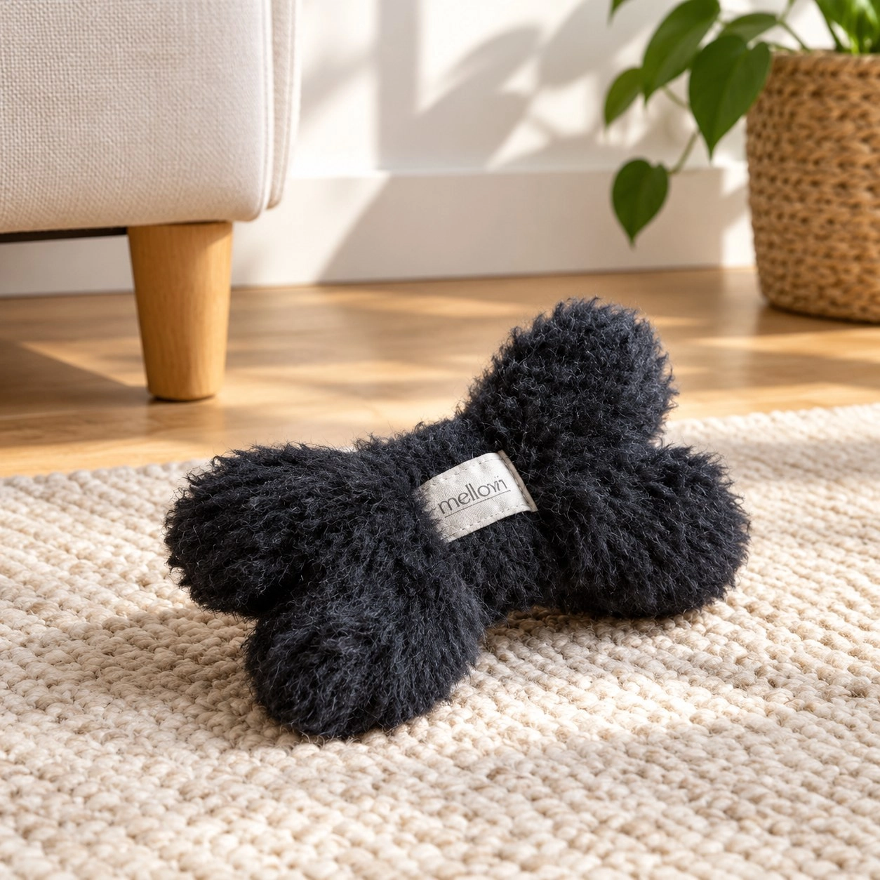 Mellow Pet Store Jouet pour chien en laine naturelle - Os - Charbon de bois