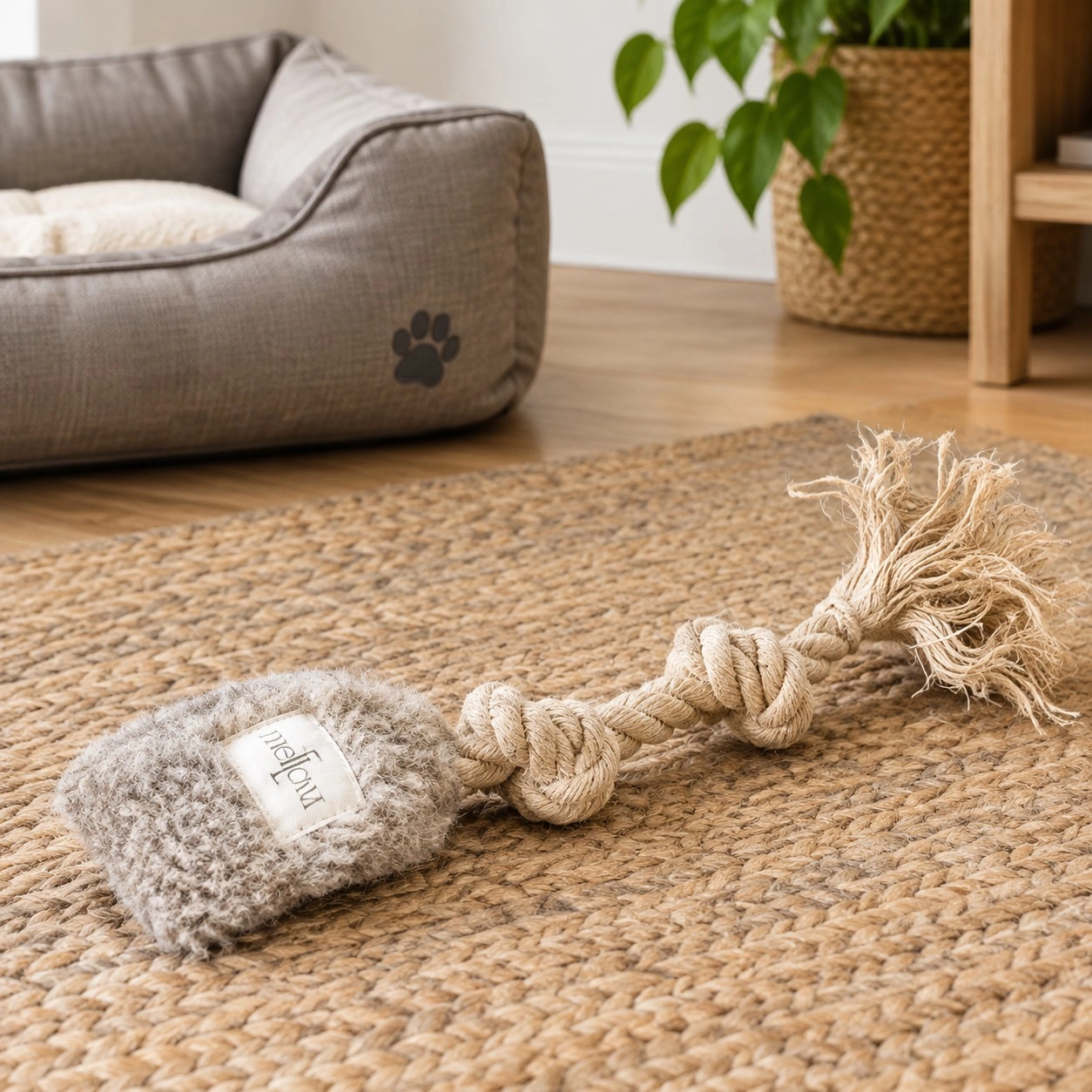 Mellow Pet Store Jouet à tirer pour chien en laine naturelle - Beige
