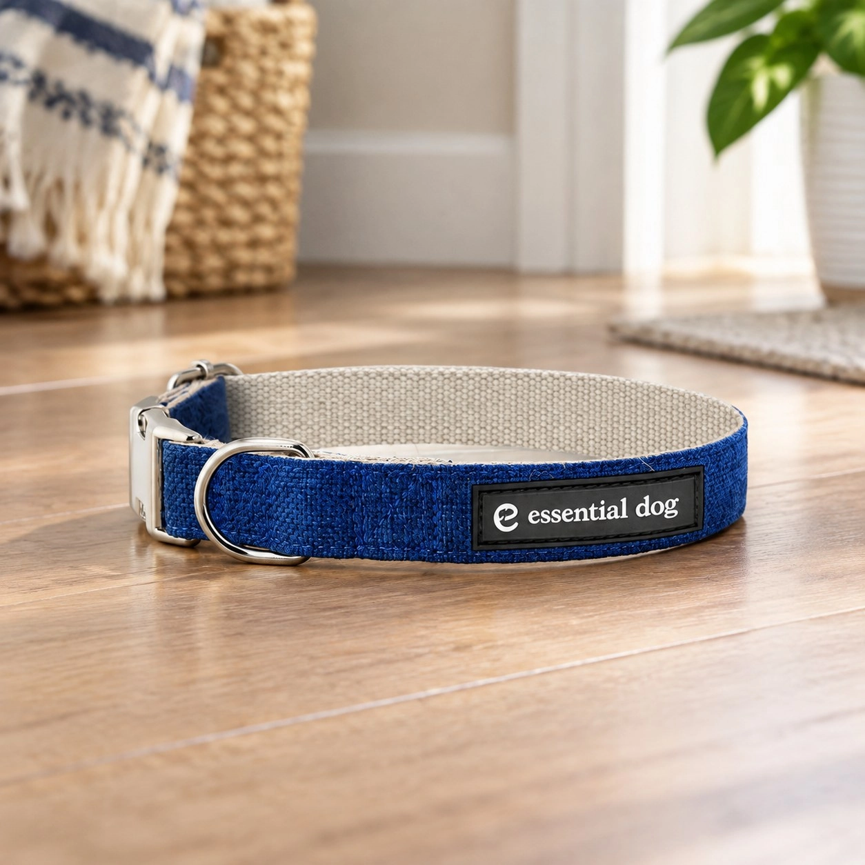 Essential Dog Collier pour chien en chanvre biologique & coton - Bleu Encre