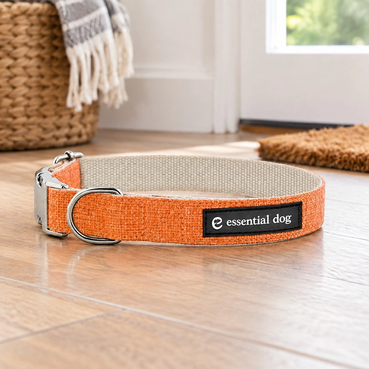 Essential Dog Collier pour chien en chanvre biologique et en coton - Orange Burst
